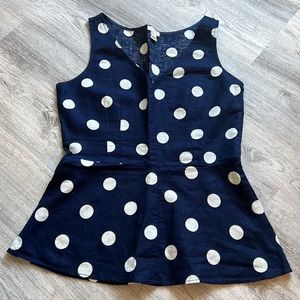 J. Crew ✨ Navy Blue & White Polka Dot Tank Top Sz 00